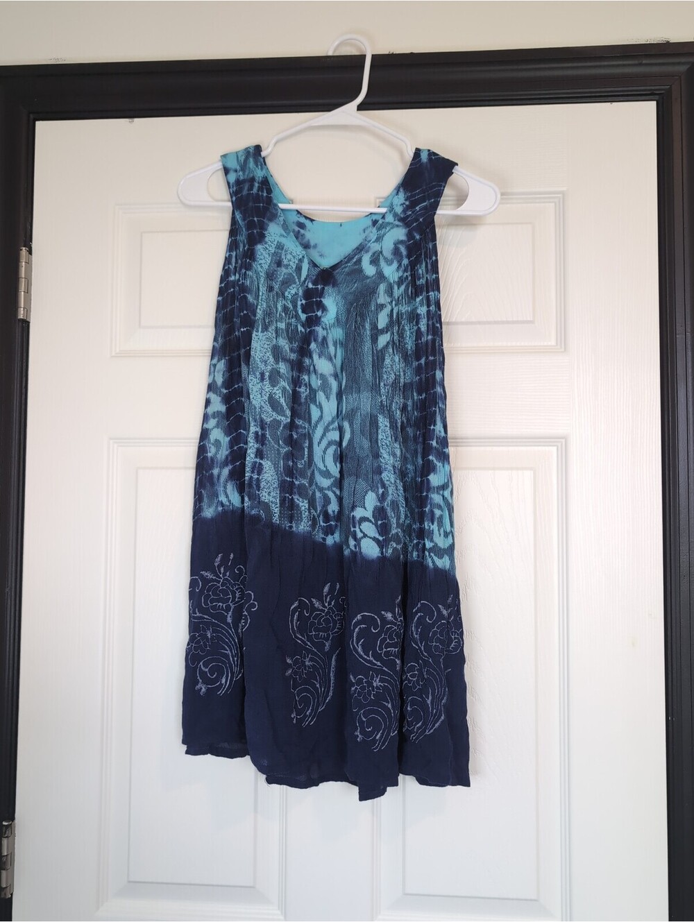 One size blue boho tie dye dress